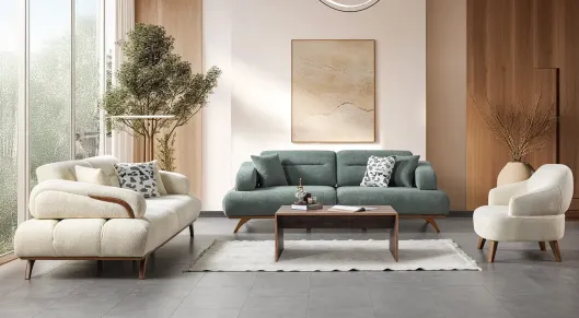 Lion Ahşap Ayaklı Yataklı Koltuk Takımı